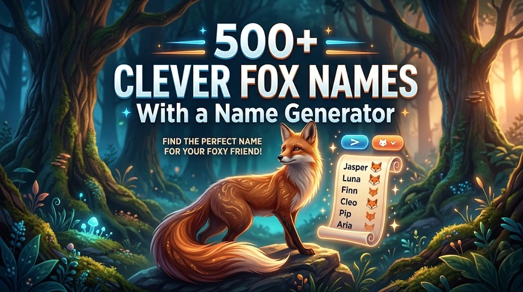 Clever-Fox-Names-With a Name Generator with wild namez